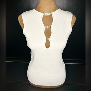 Red by BKE Sleeveless Knit Top Women's Small Off White Rhinestone Keyhole NWT
